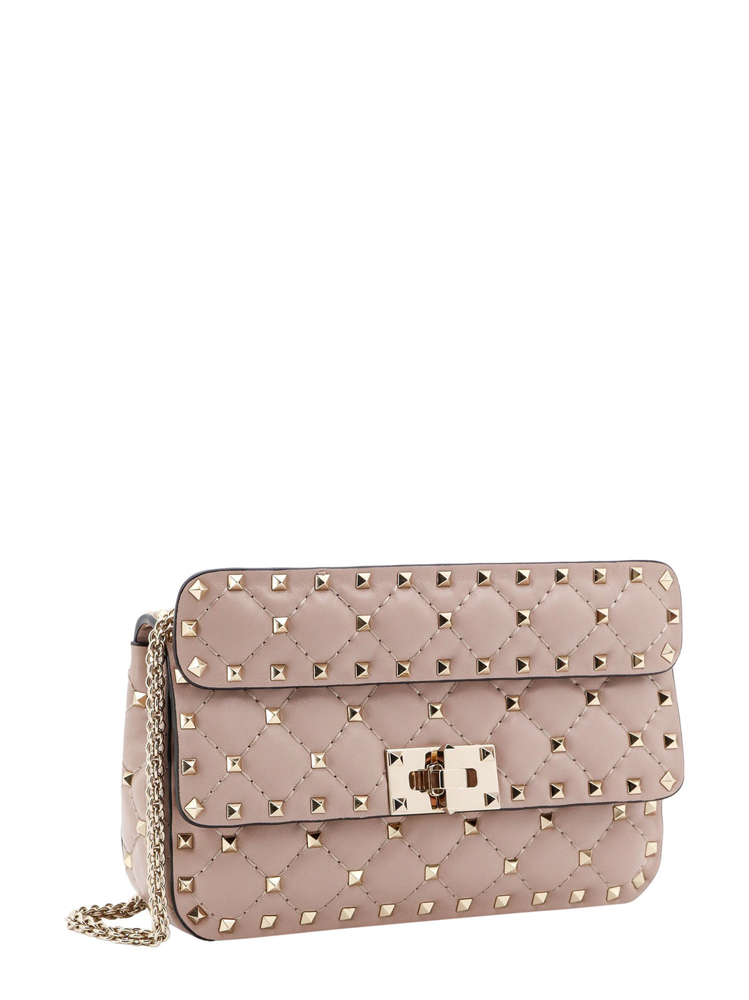 Leather shoulder bag with iconic studs