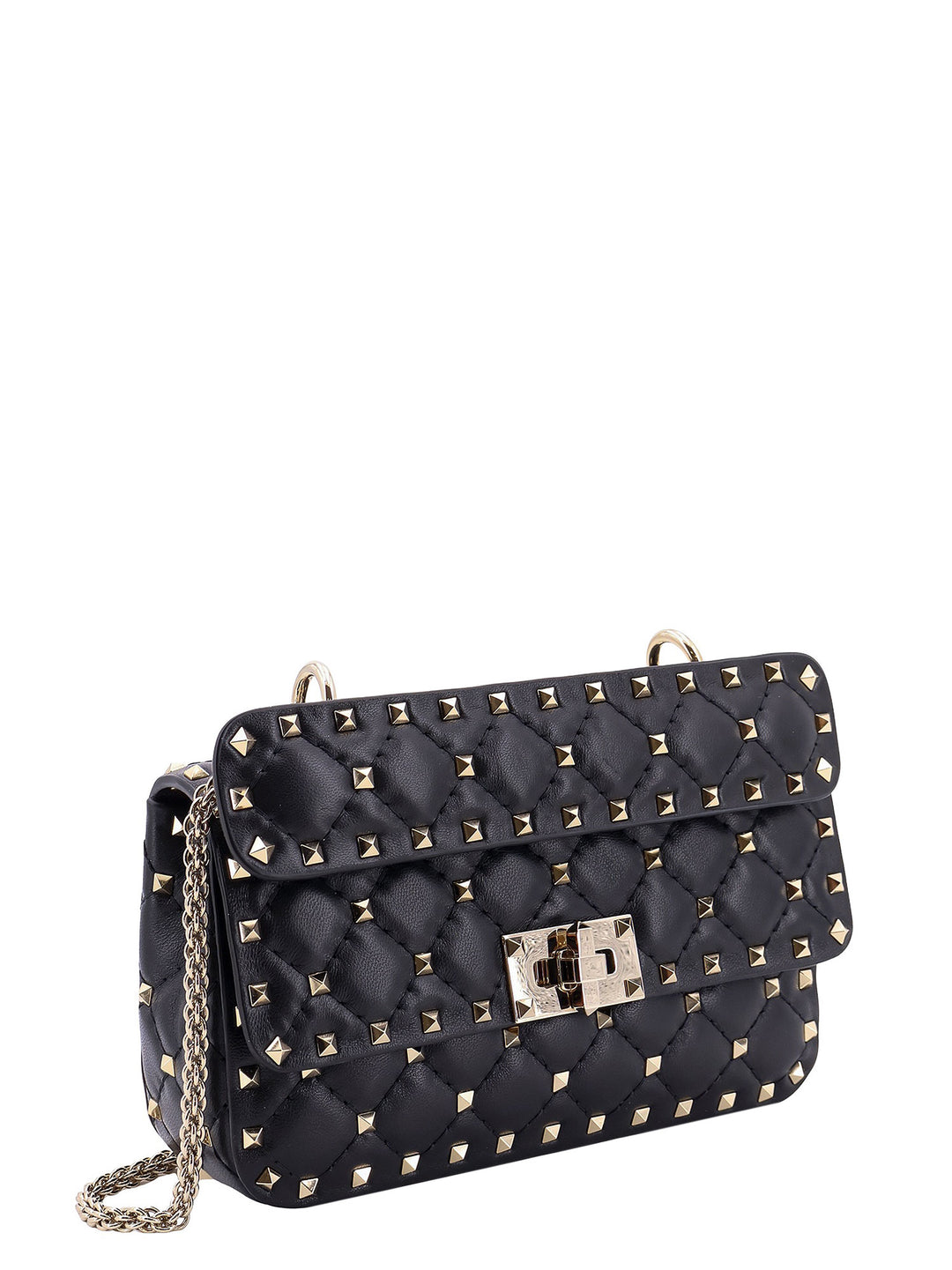 Leather shoulder bag with iconic studs