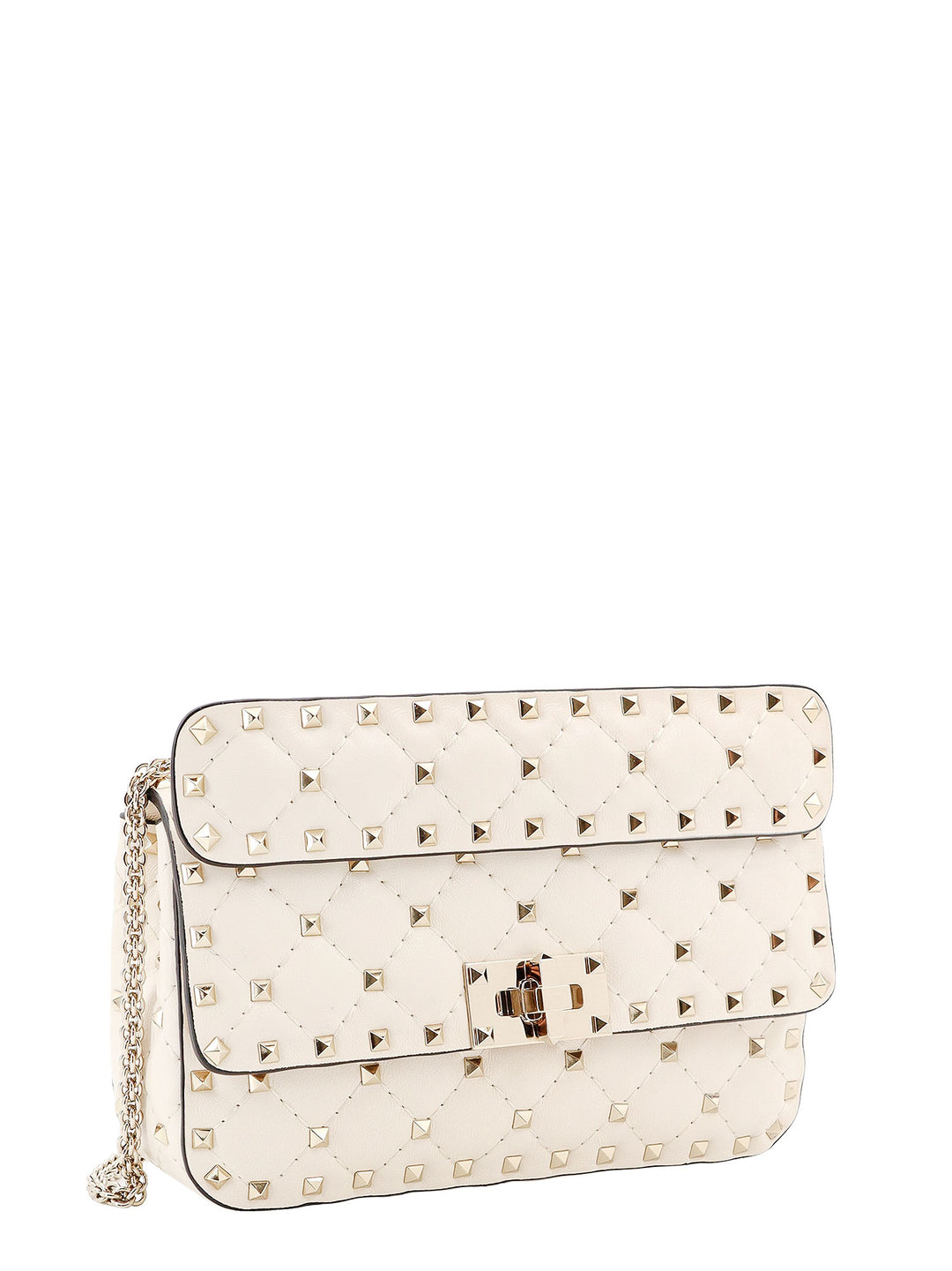 Leather shoulder bag with iconic studs