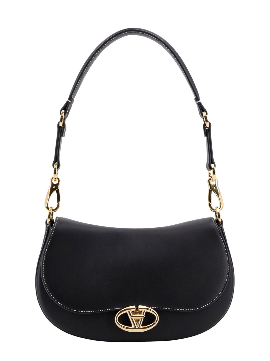 Leather shoulder bag with VLogo Signature detail