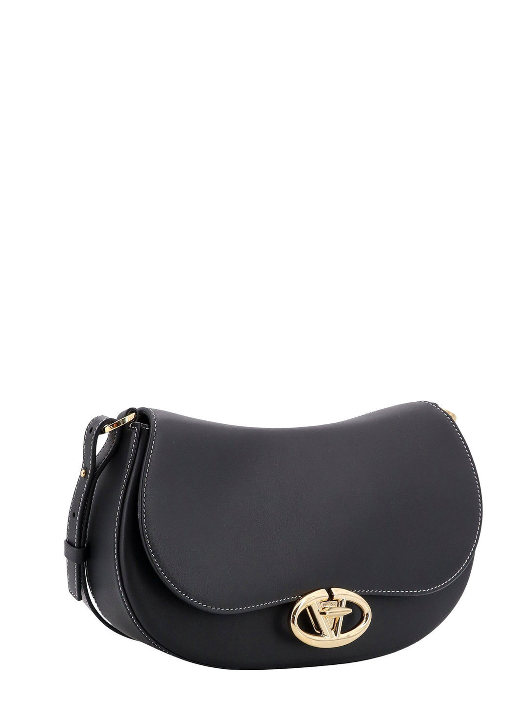 Leather shoulder bag with VLogo Signature detail