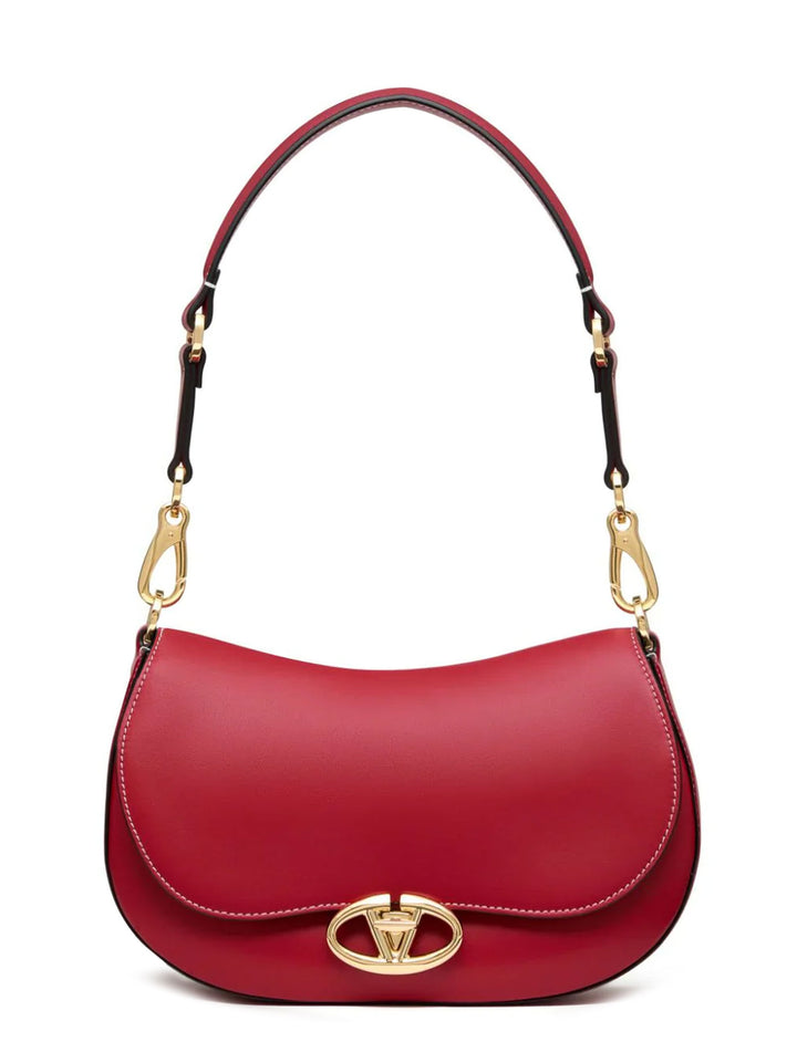 Leather shoulder bag with VLogo Signature detail