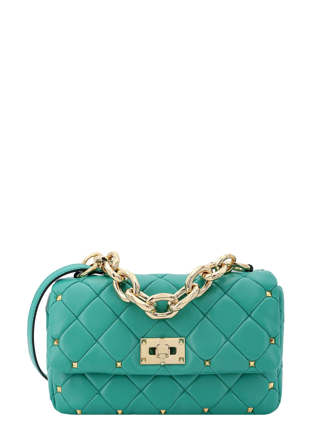 Matelassé leather shoulder bag with iconic studs