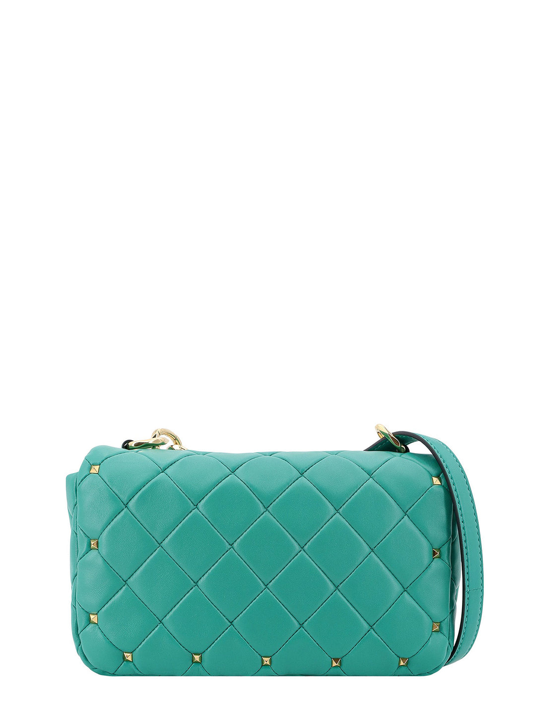 Matelassé leather shoulder bag with iconic studs