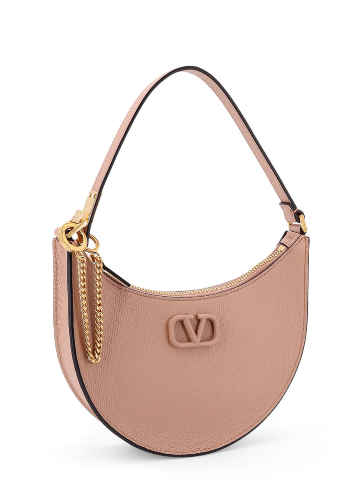 Leather shoulder bag with frontal VLogo Signature detail