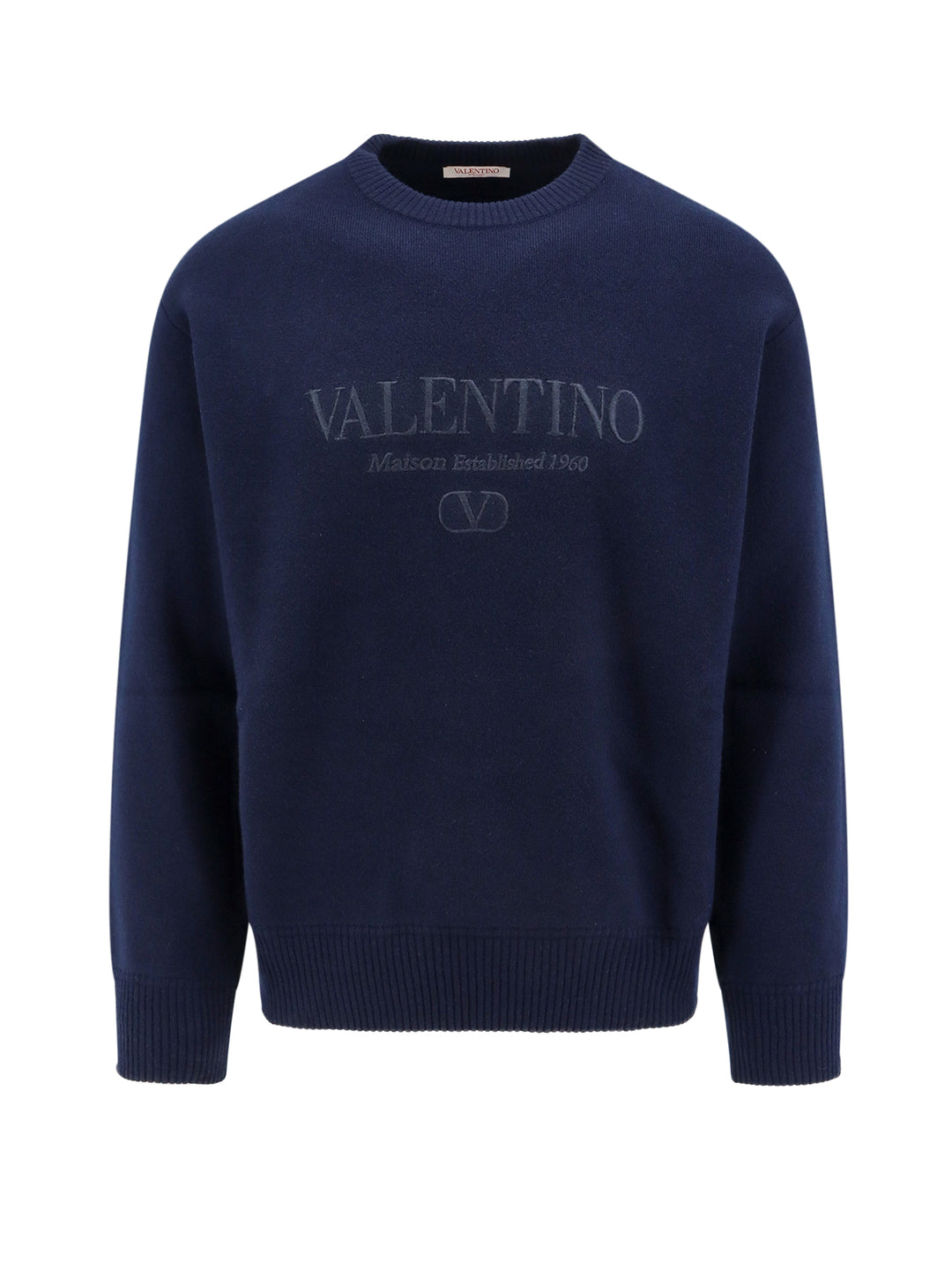 Virgin wool sweater with embroidered logo