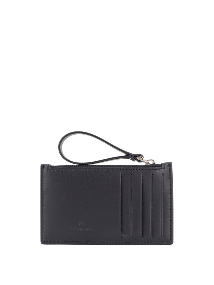 Leather card holder with VLTN print