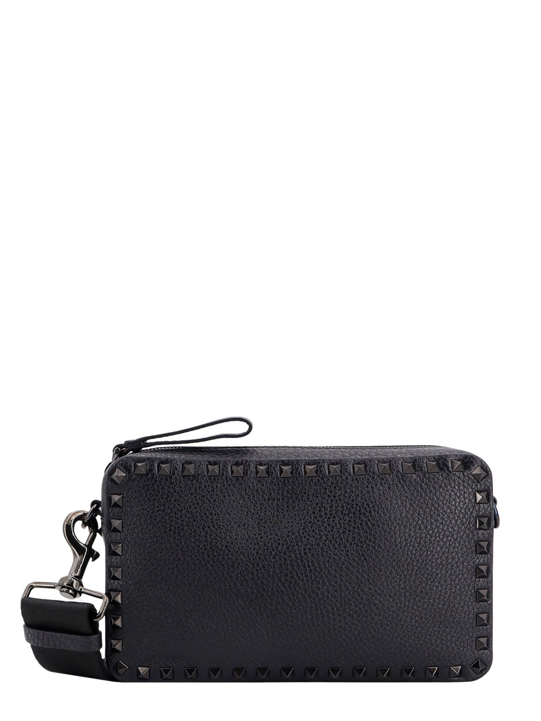 Leather shoulder bag with iconic studs