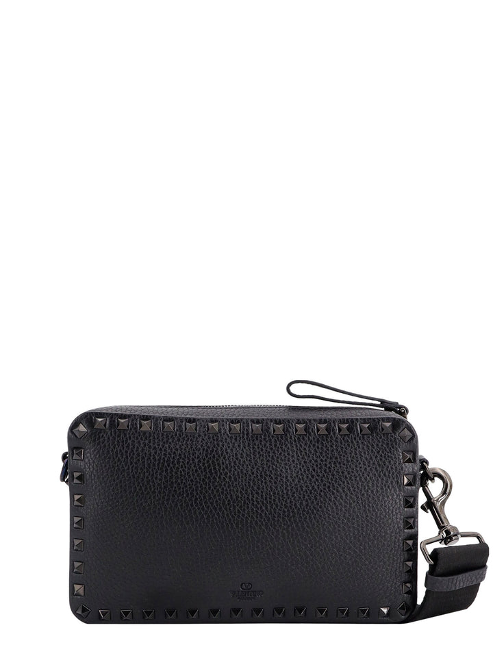 Leather shoulder bag with iconic studs