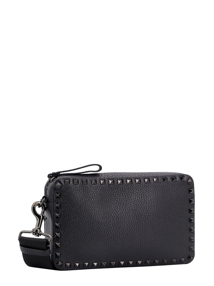 Leather shoulder bag with iconic studs