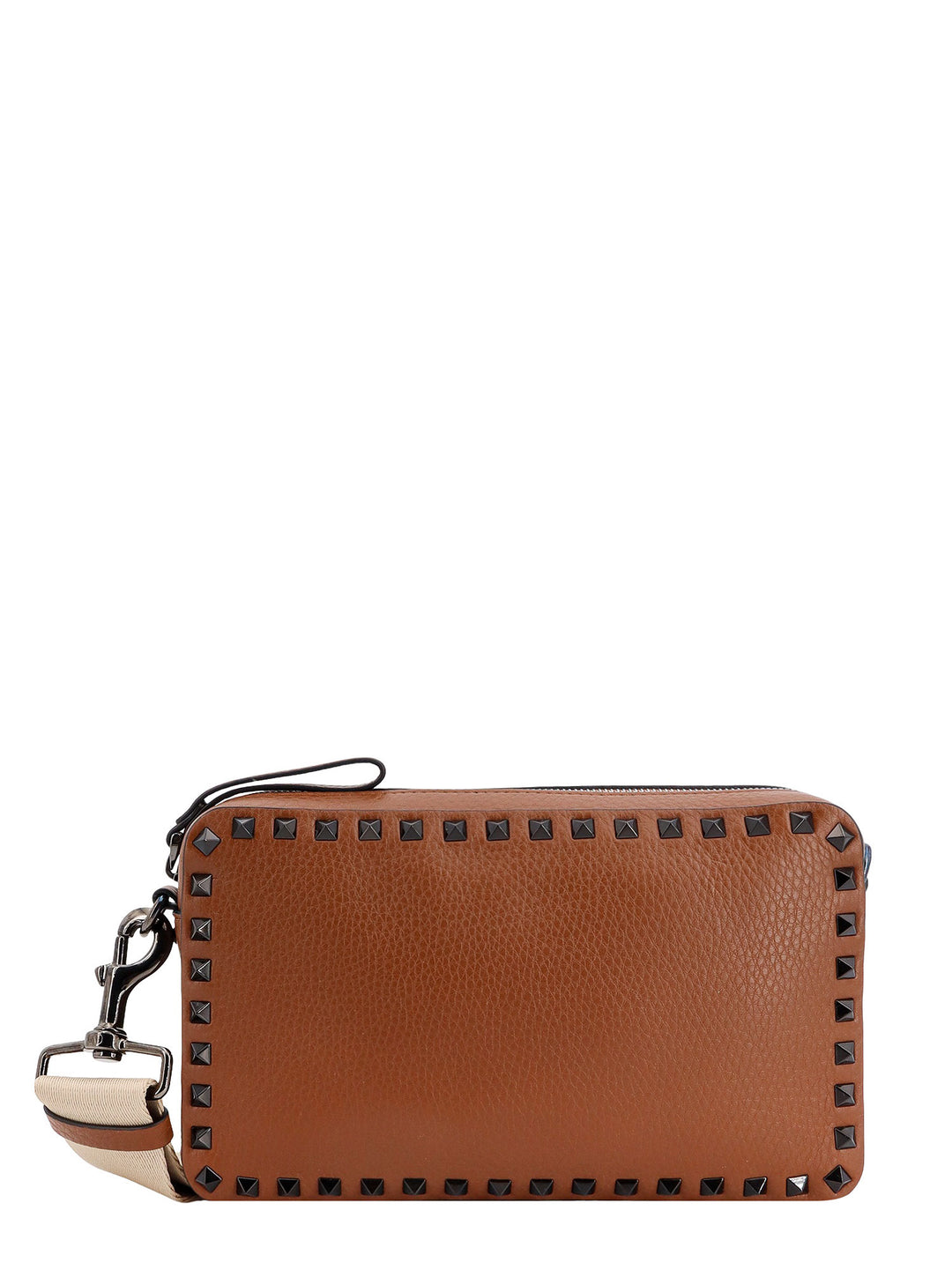 Leather shoulder bag with iconic studs