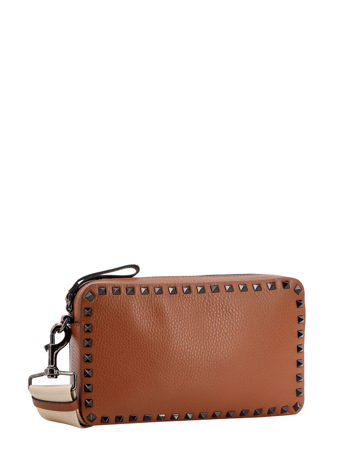 Leather shoulder bag with iconic studs