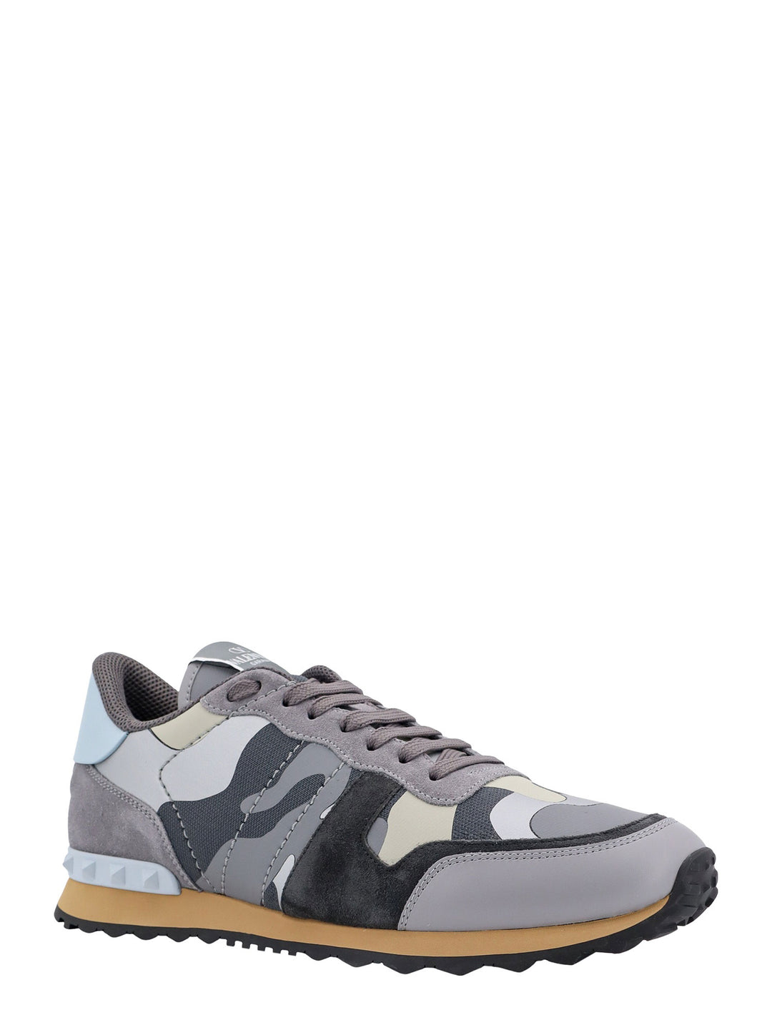 Leather and suede sneakers with camouflage print