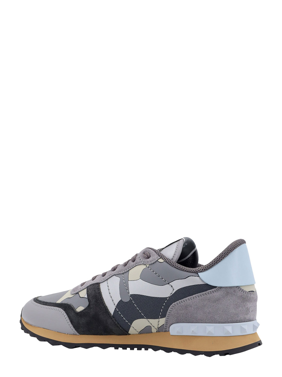 Leather and suede sneakers with camouflage print