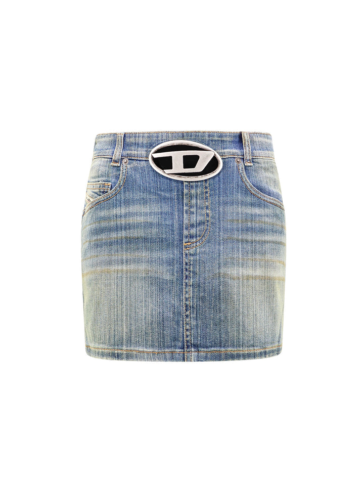 Denim skirt with washedout effect