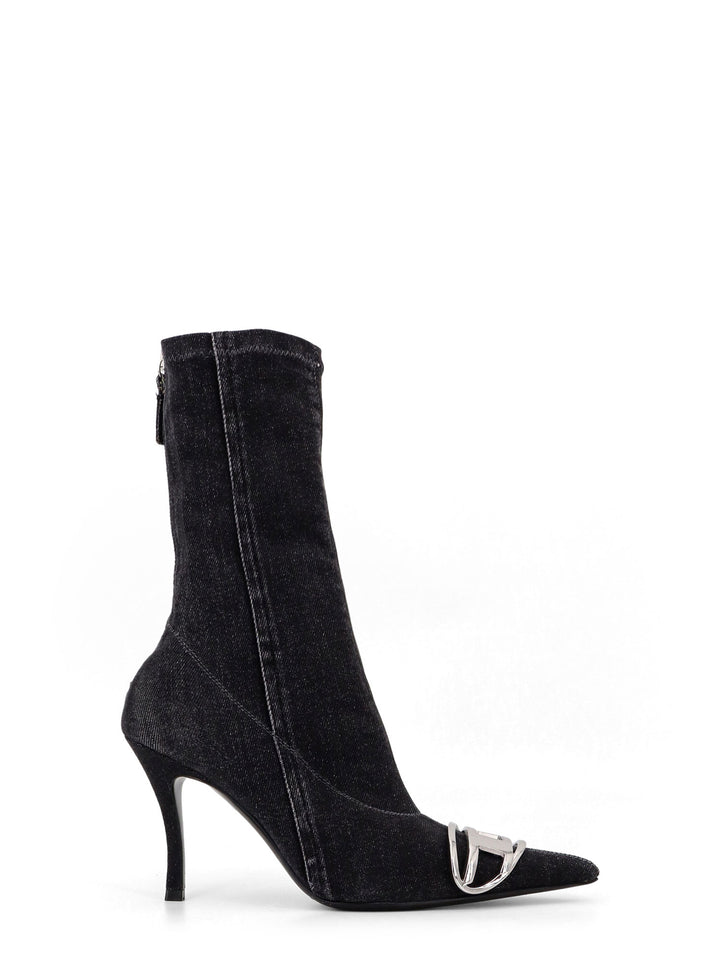 Denim ankle boots with frontal Oval-D logo