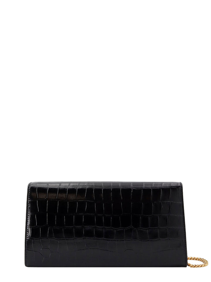 Croco print leather clutch