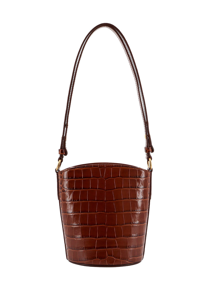 Croco-effect leather bucket bag with Whitney T detail