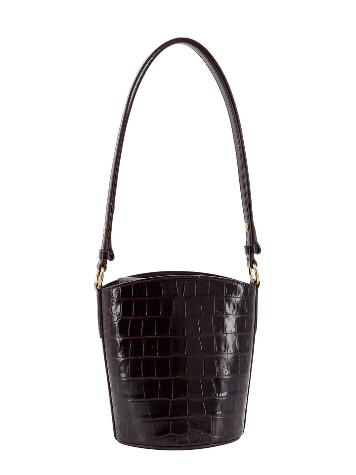 Croco-effect leather bucket bag with Whitney T detail