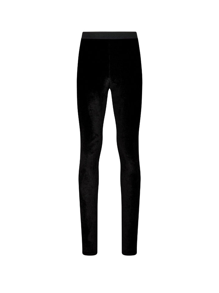 Velvet leggings with logo detail