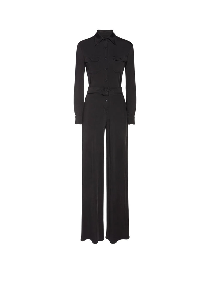 Stretch viscose jumpsuit with belt