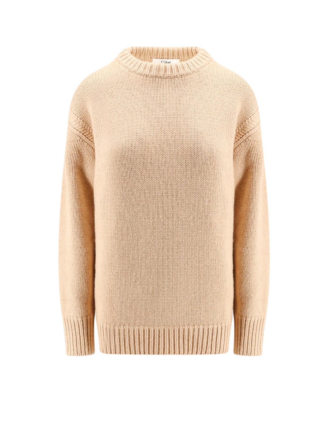 Cotton and cashmere wool sweater with iconic metal detail