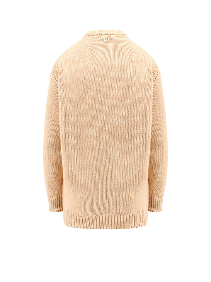 Cotton and cashmere wool sweater with iconic metal detail