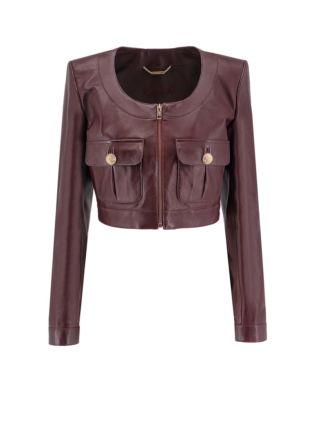 Crop fit leather jacket