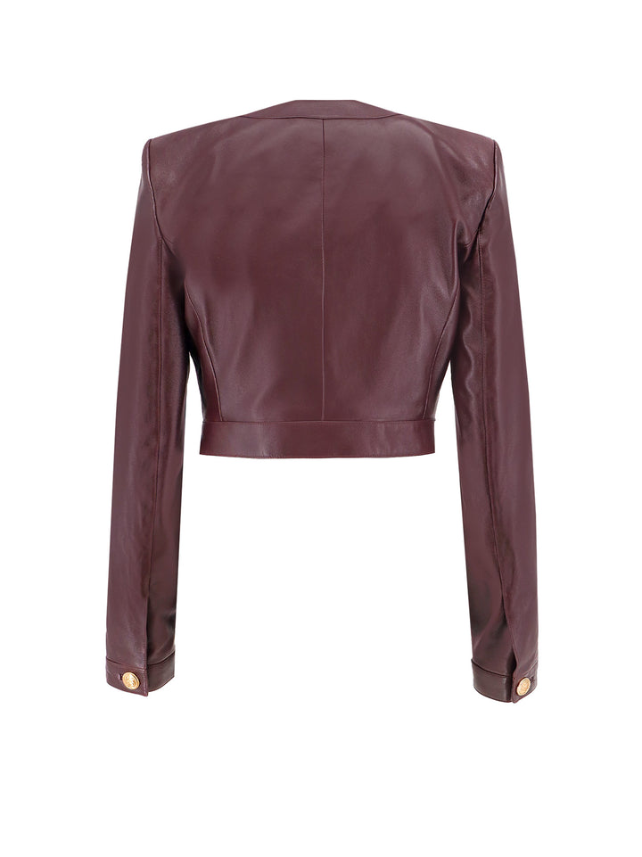 Crop fit leather jacket