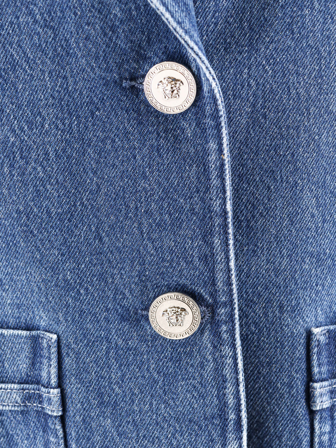 Denim blazer with Medusa details