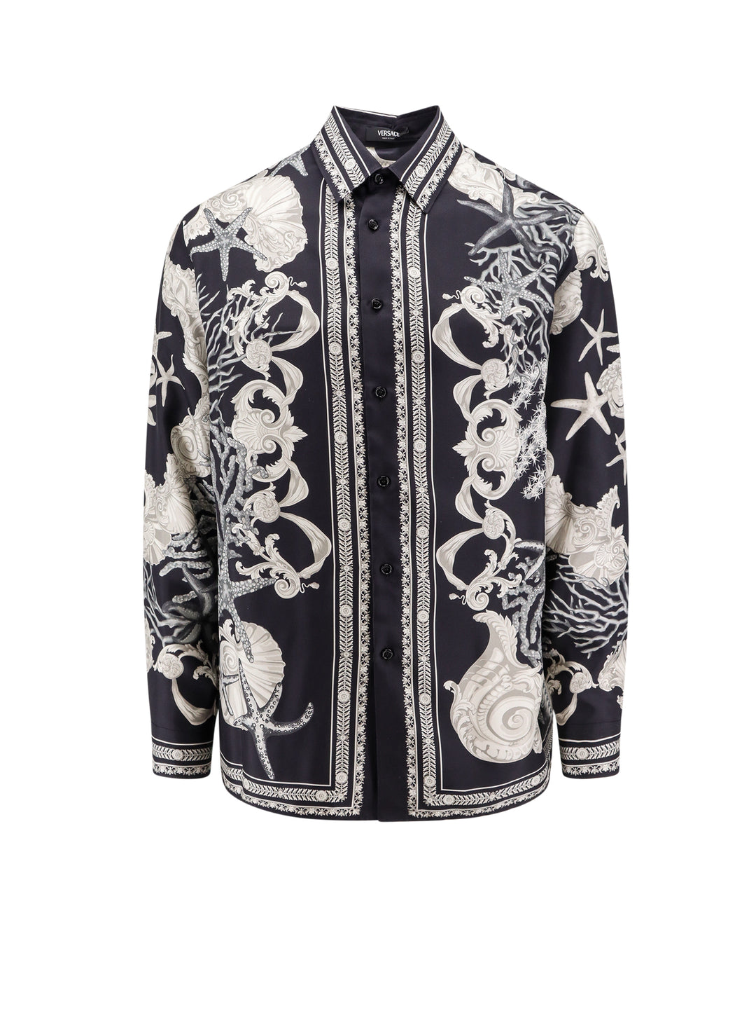 Silk shirt with Barocco Sea print