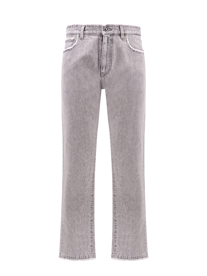 Denim trouser with Versace Milano Stamp embroidery