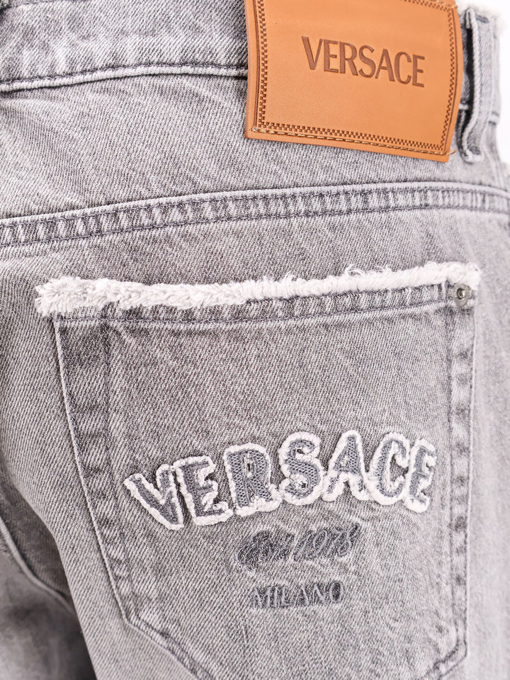 Denim trouser with Versace Milano Stamp embroidery