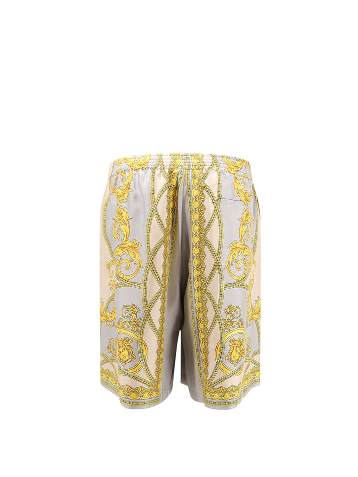 Silk bermuda shorts with La Coupe Des Dieux print