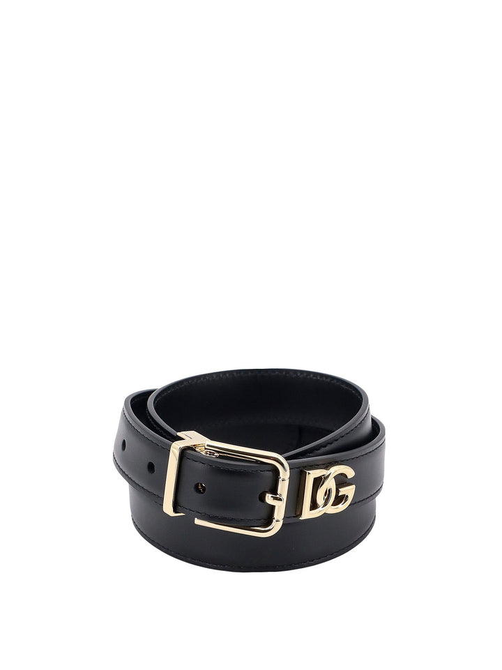 Leather belt with metal Monogram