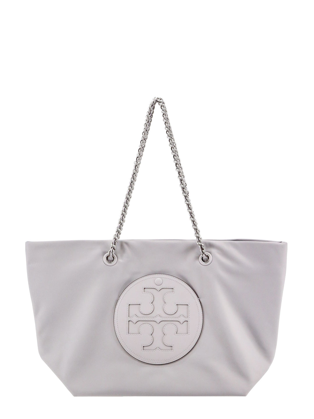 Nylon shoulder bag with frontal logo