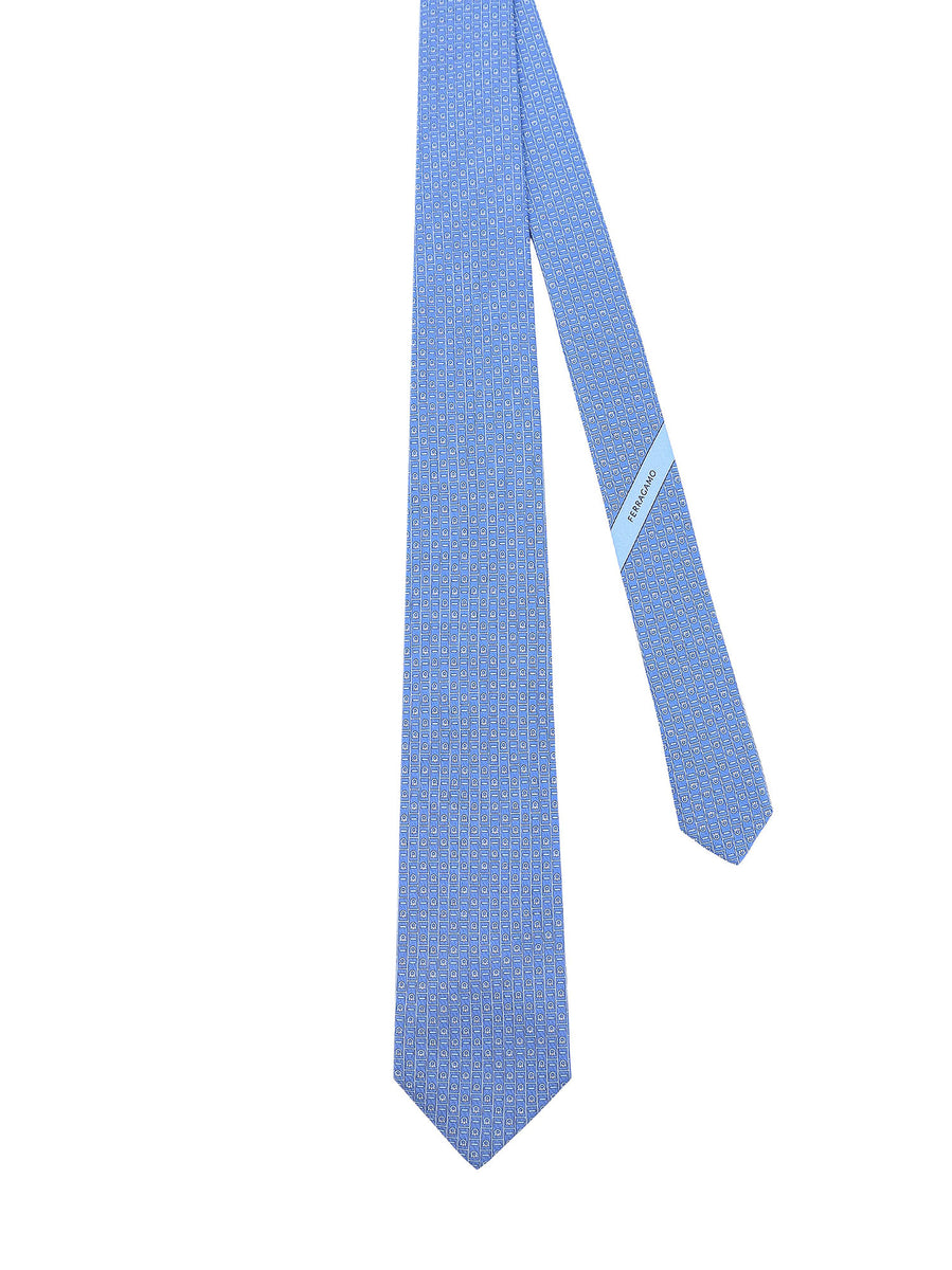 Ferragamo Silk tie with Gancini motif Men - Wanan Luxury