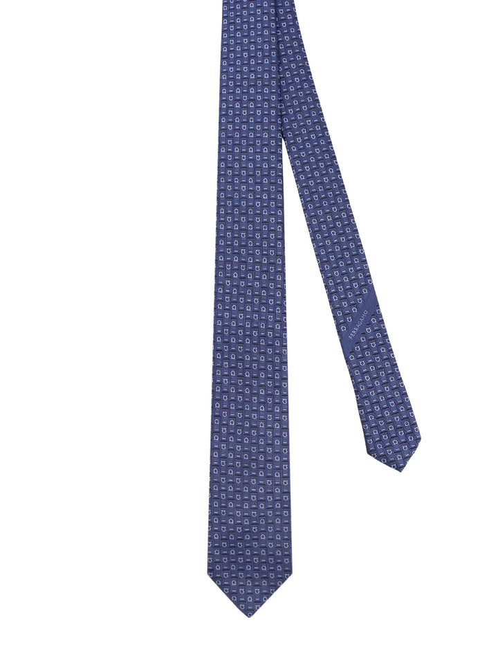 Silk tie with Gancini motif