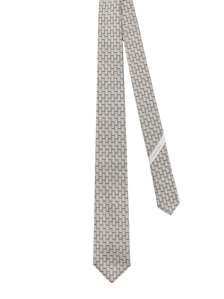 Silk tie with Gancini motif