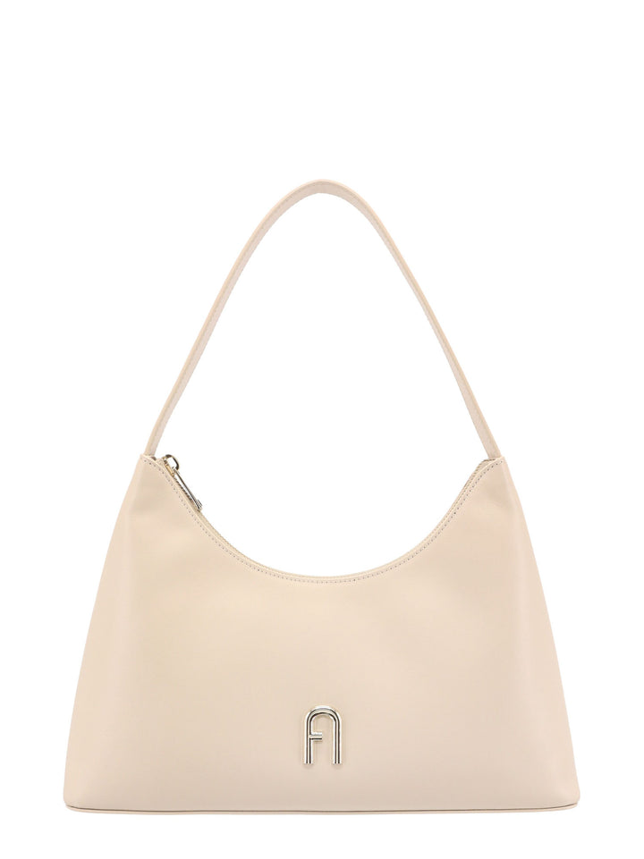 Leather shoulder bag with metal Arco logo