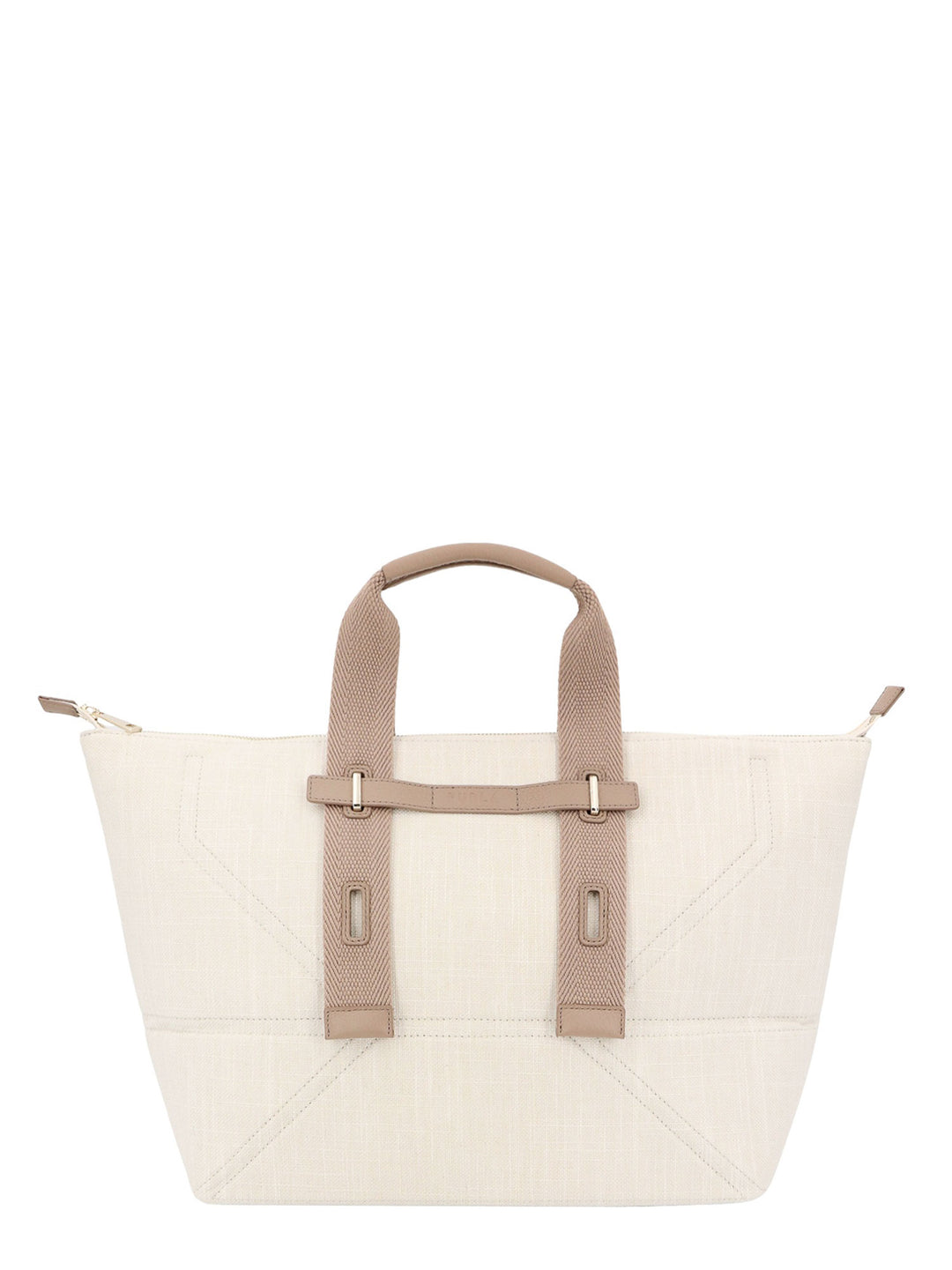 Canvas handbag with leather detail