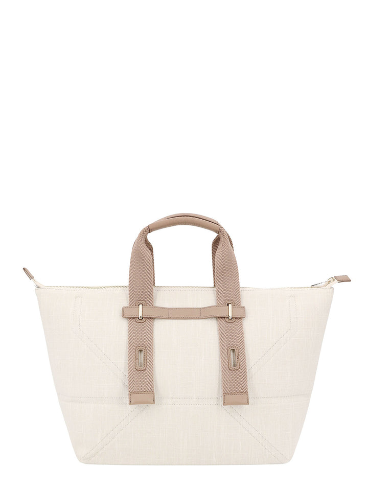 Canvas handbag with leather detail