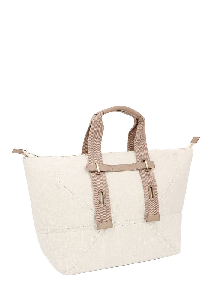 Canvas handbag with leather detail