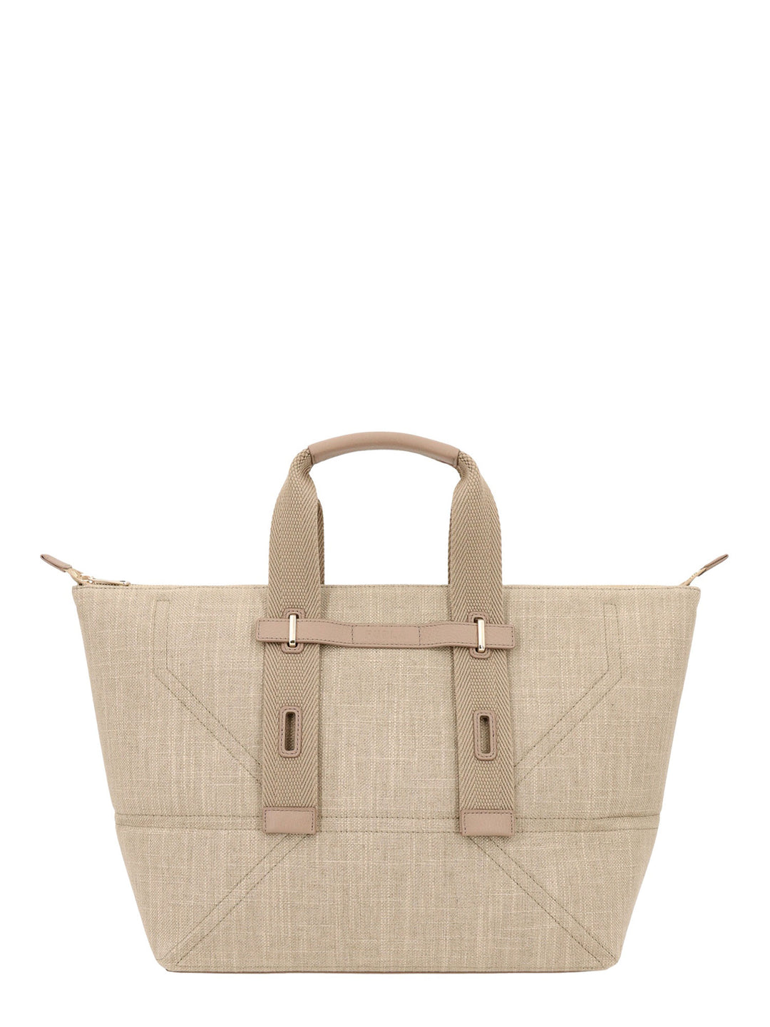 Canvas handbag with leather detail