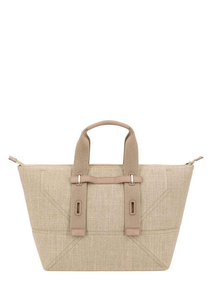 Canvas handbag with leather detail