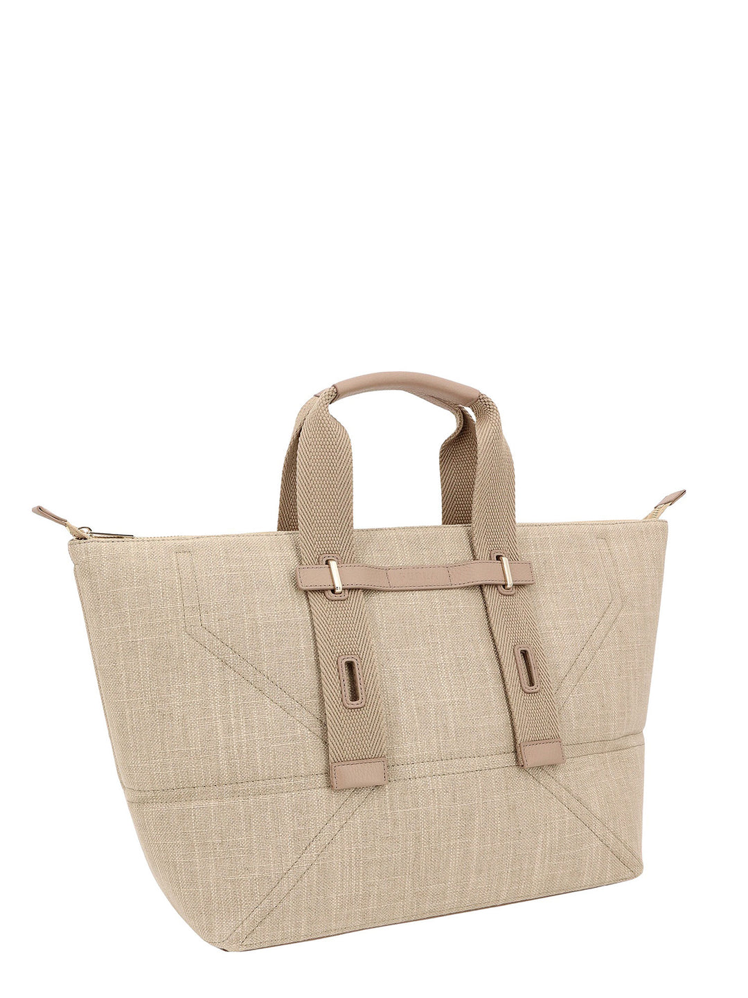 Canvas handbag with leather detail