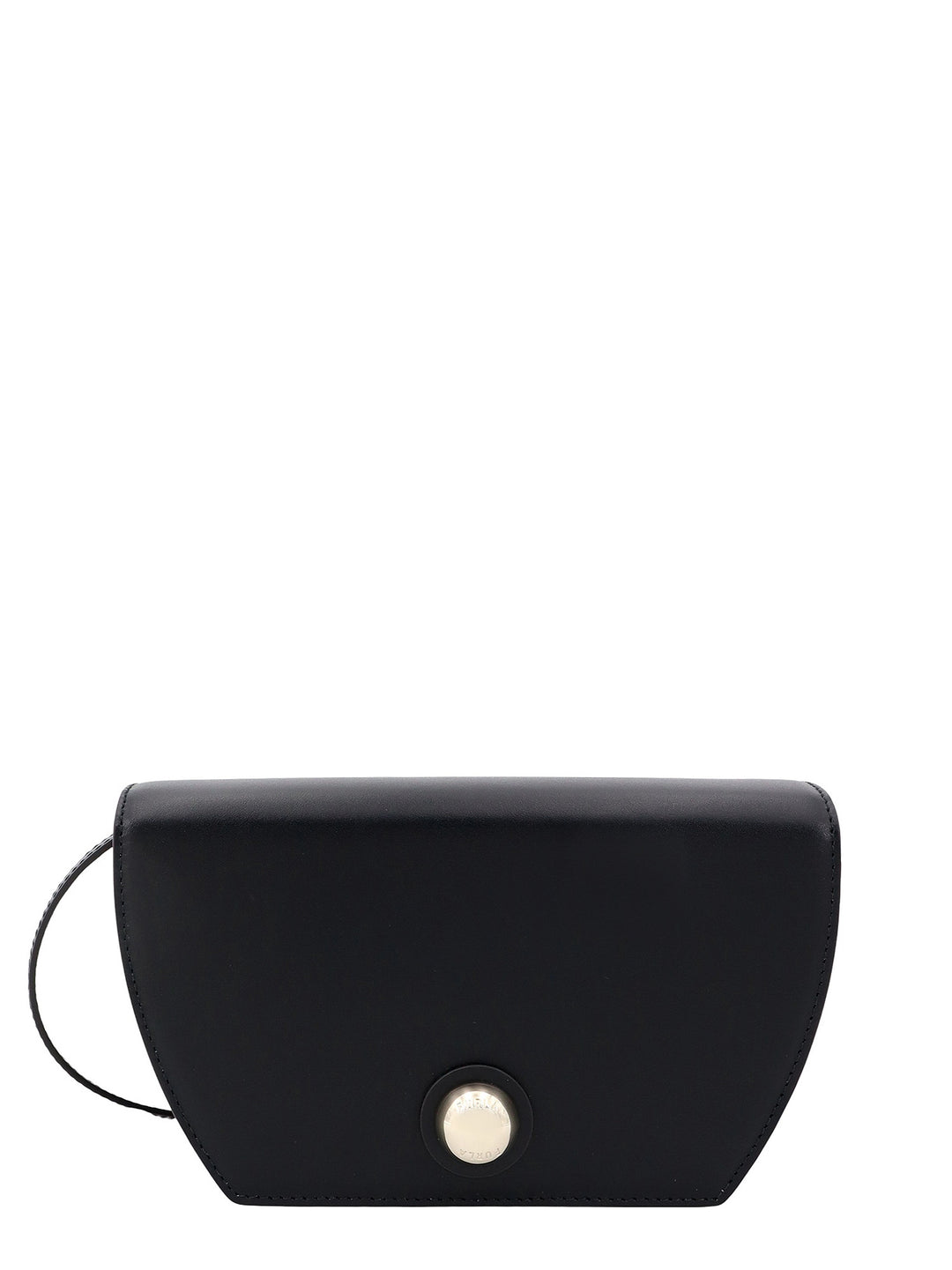 Leather shoulder bag with metal logoed detail