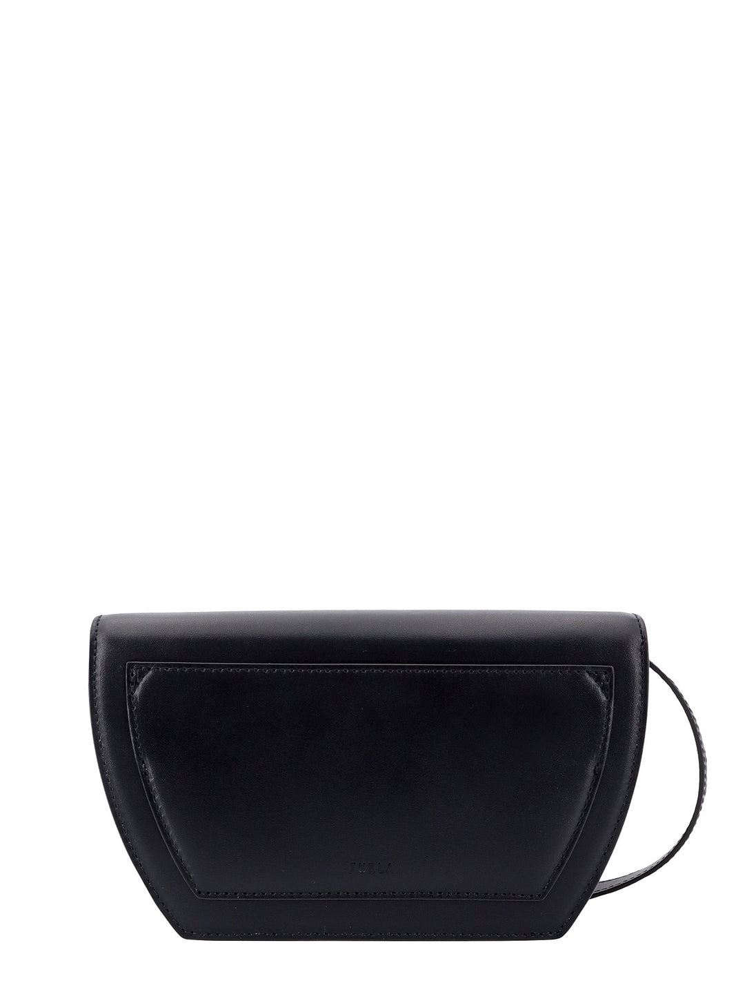 Leather shoulder bag with metal logoed detail