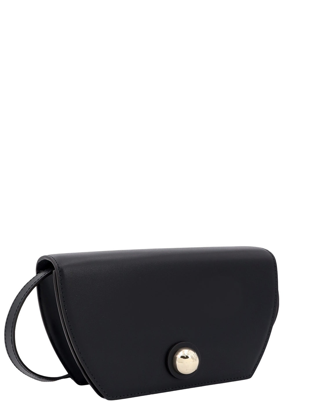 Leather shoulder bag with metal logoed detail