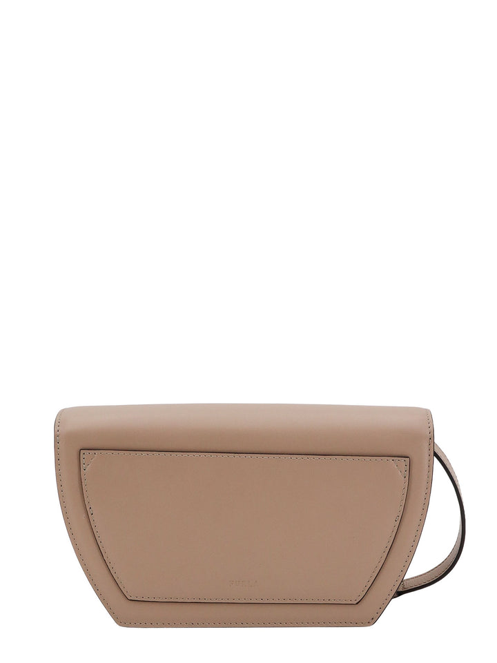 Leather shoulder bag with metal logoed detail